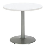 Pedestal Table with Four Burgundy Kool Series Chairs, Round, 36" Dia x 29h, Designer White