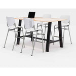 Midtown Bistro Dining Table with Four White Kool Barstools, 36 x 72 x 41, Kensington Maple