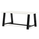 Midtown Bistro Dining Table with Four Navy Kool Barstools, 36 x 72 x 41, Designer White