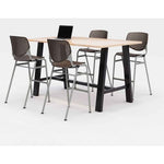 Midtown Bistro Dining Table with Four Brownstone Kool Barstools, 36 x 72 x 41, Kensington Maple