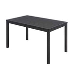 Eveleen Outdoor Patio Table with Two Black Powder-Coated Polymer Chairs and Two Benches, 32 x 55, Gray