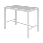 Eveleen Outdoor Bistro Patio Table with Four Gray Powder-Coated Polymer Barstools, 32 x 55, Gray