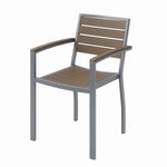 Eveleen Outdoor Patio Table with Two Mocha Powder-Coated Polymer Chairs, 30" Dia x 29h, Gray