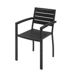 Eveleen Outdoor Patio Table with Four Black Powder-Coated Polymer Chairs, Square, 35", Black