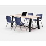 Midtown Dining Table with Four Navy Kool Series Chairs, 36 x 72 x 30, Kensington Maple