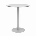 Eveleen Outdoor Bistro Patio Table with Four Mocha Powder-Coated Polymer Barstools, Round, 41"h, Gray