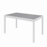 Eveleen Outdoor Patio Table with Six Gray Powder-Coated Polymer Chairs, 32 x 55 x 29, Gray