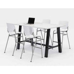 Midtown Bistro Dining Table with Four White Kool Barstools, 36 x 72 x 41, Designer White