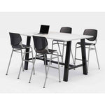 Midtown Bistro Dining Table with Four Black Kool Barstools, 36 x 72 x 41, Designer White