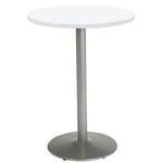 Pedestal Bistro Table with Four Lime Green Kool Series Barstools, Round, 36" Dia x 41h, Designer White