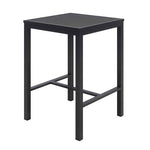 Eveleen Outdoor Bistro Patio Table with Two Black Powder-Coated Polymer Barstools, 30" Square, Black