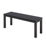 Eveleen Outdoor Patio Table with Two Black Powder-Coated Polymer Chairs and Two Benches, 32 x 55, Gray