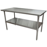 Stainless Steel Flat Top Work Tables, 60w x 30d x 36h, Silver, 2/Pallet