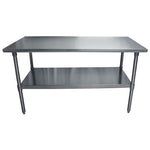 Stainless Steel Flat Top Work Tables, 60w x 30d x 36h, Silver, 2/Pallet