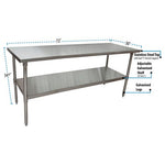 Stainless Steel Flat Top Work Tables, 72w x 30d x 36h, Silver, 2/Pallet