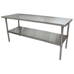 Stainless Steel Flat Top Work Tables, 72w x 30d x 36h, Silver, 2/Pallet