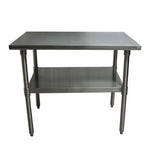 Stainless Steel Flat Top Work Tables, 48w x 24d x 36h, Silver, 2/Pallet