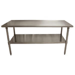 Stainless Steel Flat Top Work Tables, 72w x 30d x 36h, Silver, 2/Pallet