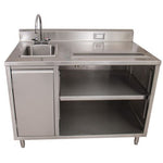 Stainless Steel Beverage Table with Left Sink, Rectangular, 30" x 48" x 41.5", Silver Top, Silver Base/Legs