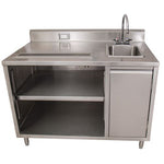 Stainless Steel Beverage Table with Right Sink, Rectangular, 30" x 48" x 41.5", Silver Top, Silver Base/Legs