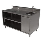 Stainless Steel Beverage Table with Right Sink, Rectangular, 30" x 60" x 41.5", Silver Top, Silver Base/Legs