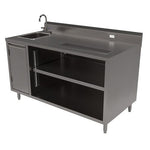 Stainless Steel Beverage Table with Left Sink, Rectangular, 30" x 60" x 41.5", Silver Top, Silver Base/Legs