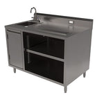 Stainless Steel Beverage Table with Left Sink, Rectangular, 30" x 48" x 41.5", Silver Top, Silver Base/Legs