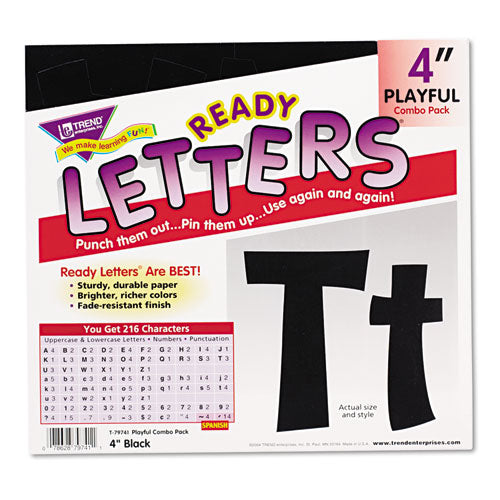 Ready Letters Playful Combo Set, Black, 4"h, 216/Set