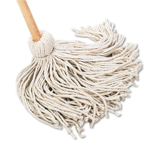 Handle/Deck Mops, #20 White Cotton Head, 54" Natural Wood Handle