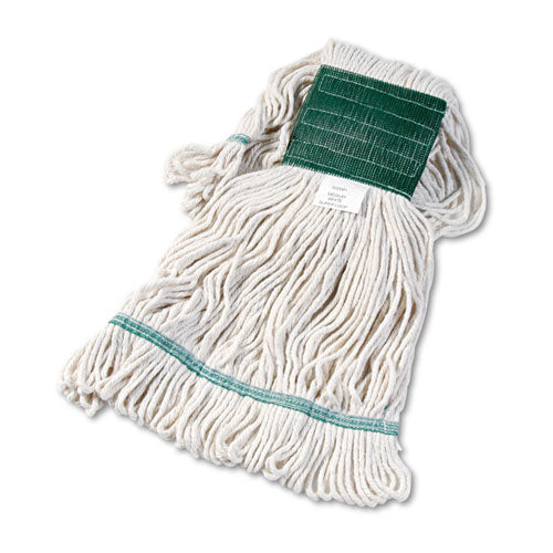 Super Loop Wet Mop Head, Cotton/Synthetic Fiber, 5" Headband, Medium Size, White, 12/Carton