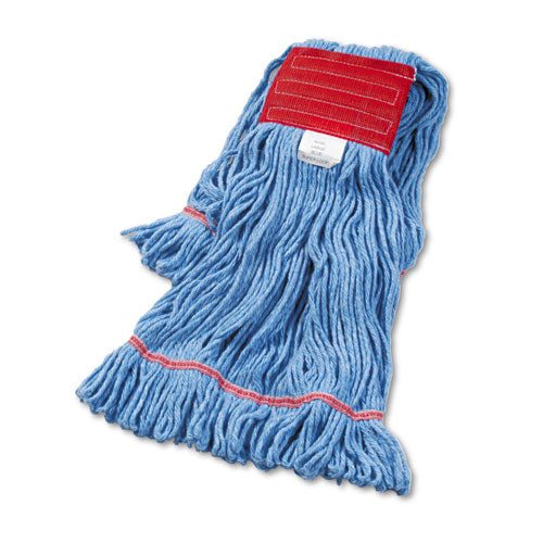 Super Loop Wet Mop Head, Cotton/Synthetic Fiber, 5" Headband, Large Size, Blue