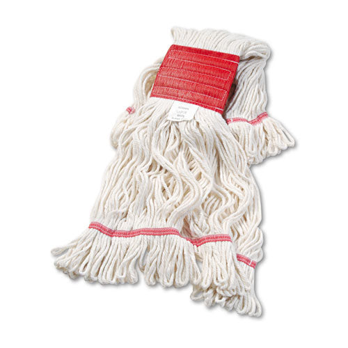 Super Loop Wet Mop Head, Cotton/Synthetic Fiber, 5" Headband, Large Size, White, 12/Carton