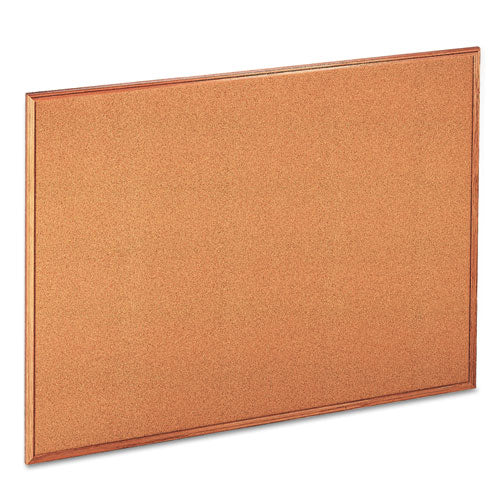 Cork Board with Oak Style Frame, 48 x 36, Tan Surface