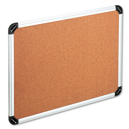 Cork Board with Aluminum Frame, 48 x 36, Tan Surface, Silver Frame