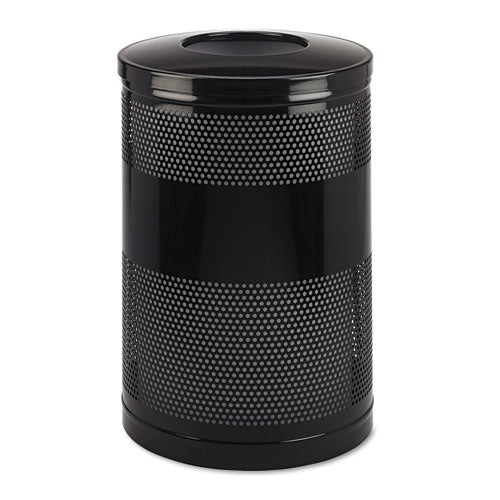 Classics Perforated Open Top Receptacle, 51 gal, Steel, Black