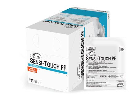 Surgical Glove ENCORE® Sensi-Touch® PF Size 7.5 Sterile Latex Standard Cuff Length Micro-Textured Natural Chemo Tested