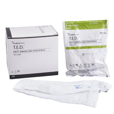 Anti-embolism Stocking T.E.D.™ Knee High X-Large / Regular White Inspection Toe