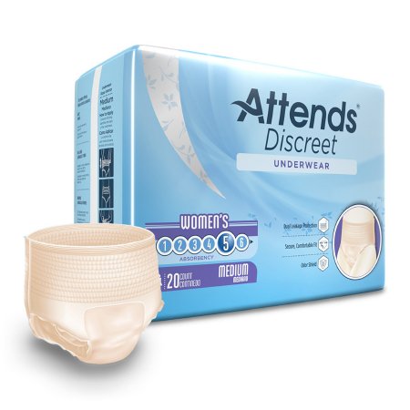 Female Adult Absorbent Underwear Attends® Discreet Pull On with Tear Away Seams Medium Disposable Heavy Absorbency