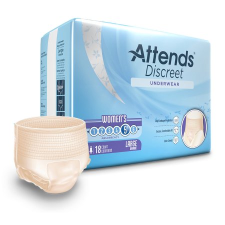 Female Adult Absorbent Underwear Attends® Discreet Pull On with Tear Away Seams Large Disposable Heavy Absorbency