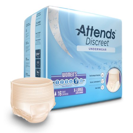 Female Adult Absorbent Underwear Attends® Discreet Pull On with Tear Away Seams X-Large Disposable Heavy Absorbency