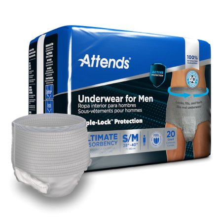 Male Adult Absorbent Underwear Attends® For Men Pull On with Tear Away Seams Small / Medium Disposable Heavy Absorbency