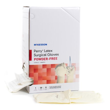 Surgical Glove McKesson Perry® Performance Plus Size 6 Sterile Latex Standard Cuff Length Smooth Cream Not Chemo Approved