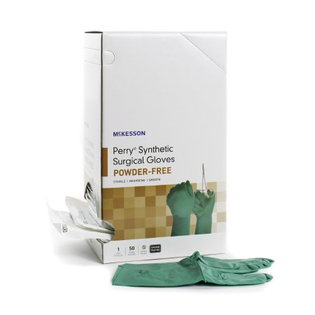 Surgical Glove McKesson Perry® Performance Plus Size 7.5 Sterile Polychloroprene Standard Cuff Length Smooth Dark Green Chemo Tested