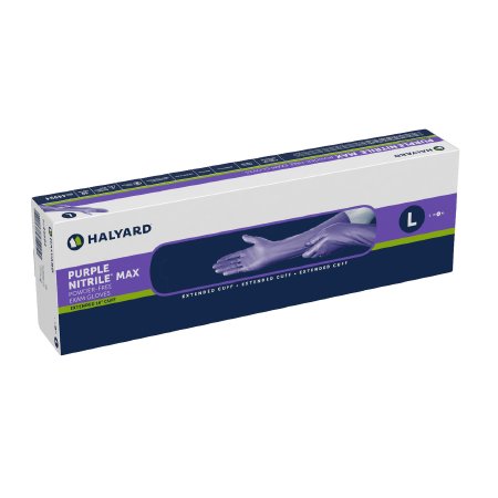 Exam Glove Purple Nitrile Max™ Large NonSterile Nitrile Extended Cuff Length Fully Textured Purple Not Rated
