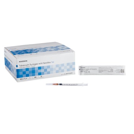 Standard Tuberculin Syringe with Needle McKesson 1 mL 3/8 Inch 26 Gauge NonSafety Thin Wall