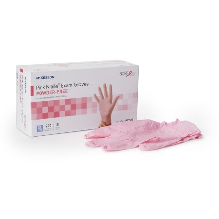 Exam Glove McKesson Pink Nitrile® X-Large NonSterile Nitrile Standard Cuff Length Textured Fingertips Pink Not Rated