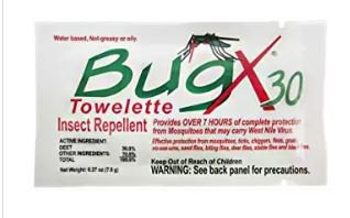 Insect Repellent BugX® 30 Towelette Individual Packet