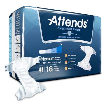 Unisex Adult Incontinence Brief Attends® Overnight Medium Disposable Heavy Absorbency