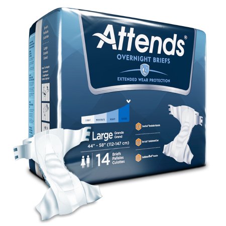 Unisex Adult Incontinence Brief Attends® Overnight Large Disposable Heavy Absorbency