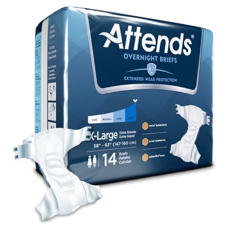 Unisex Adult Incontinence Brief Attends® Overnight X-Large Disposable Heavy Absorbency